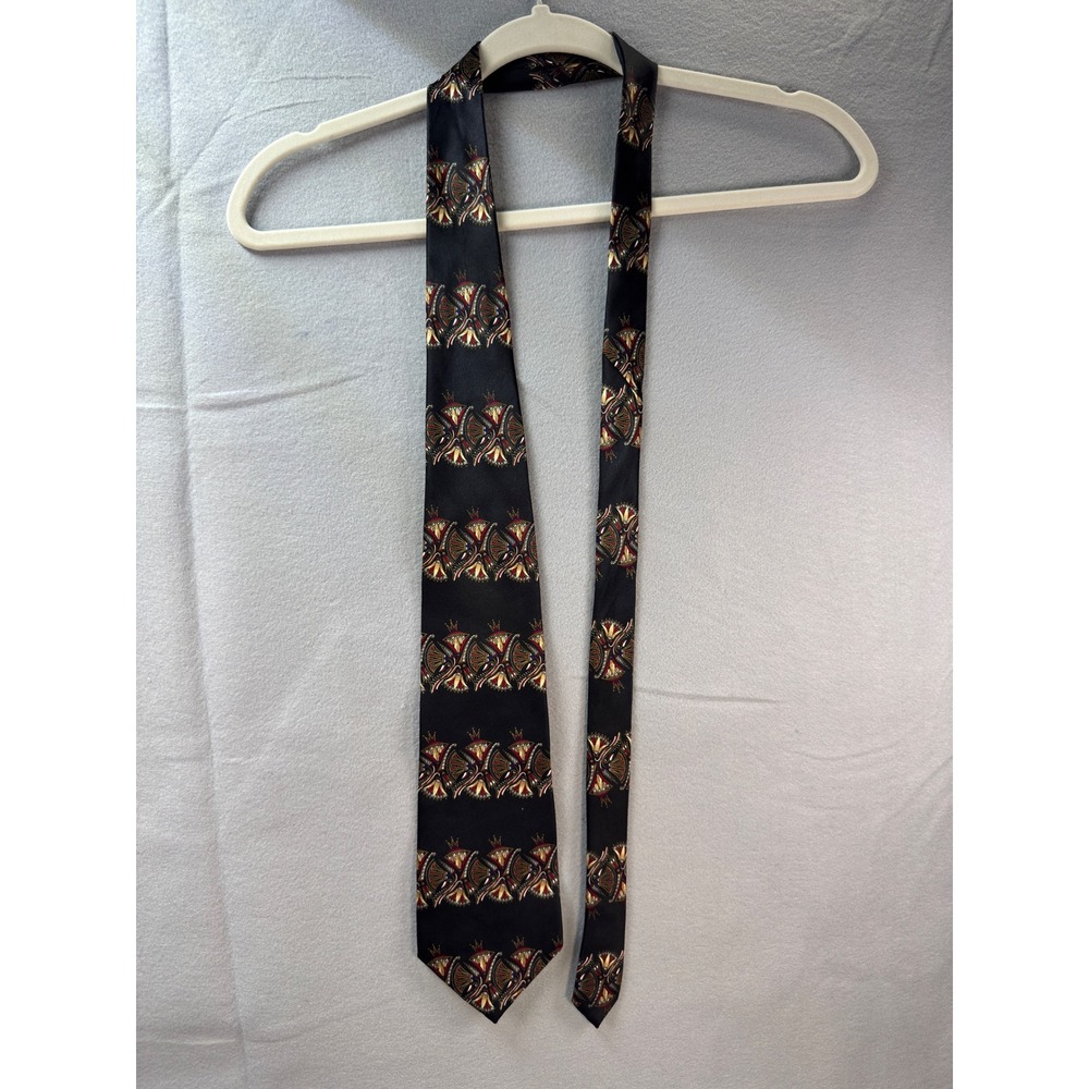 Resilio Silk Tie Mens Black Gold Red Geometric Art Deco Pattern Necktie 3.5"